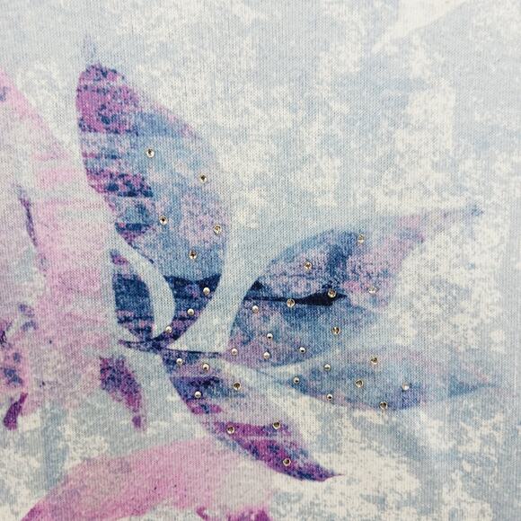 T-Shirt Top Size PL Purple Blue Bloomcore Rhinestone Whimsycore Soft Girl Casual - Picture 3 of 14